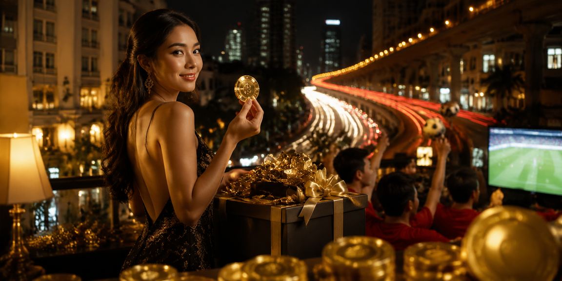 Model Vietnam menunjukkan tampilan bonus pendaftaran akun baru platform casino mobile