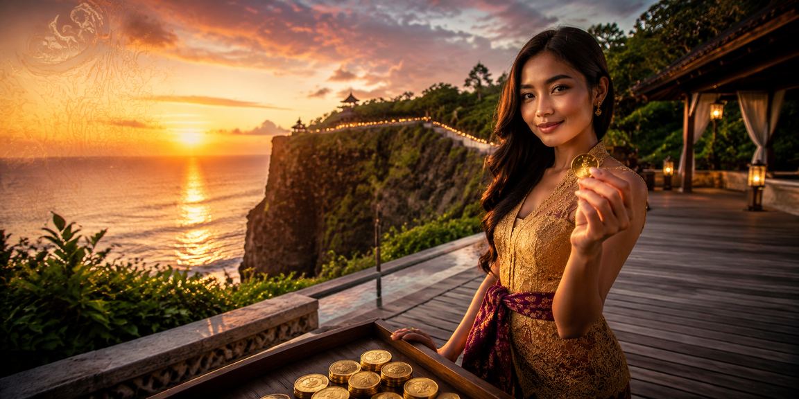 Pantai tropis yang cerah melambangkan promosi musiman dan bonus liburan
